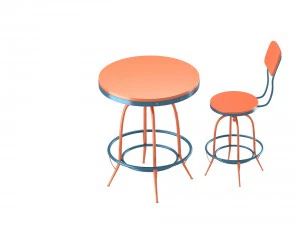 bar chair and table set 3D Model