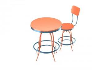 bar chair and table set 3D Model