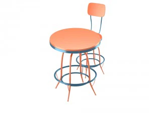 bar chair and table set 3D Model