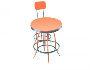 bar chair and table set 3D Model
