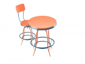 bar chair and table set 3D-Modell