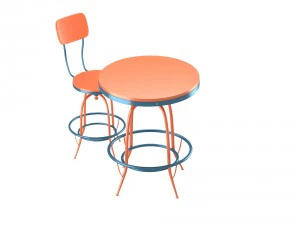 bar chair and table set 3D Model
