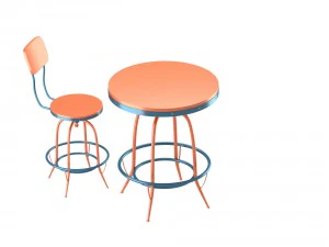 bar chair and table set 3D Model