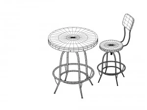 bar chair and table set 3D Model