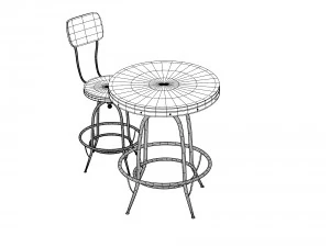 bar chair and table set 3D Model