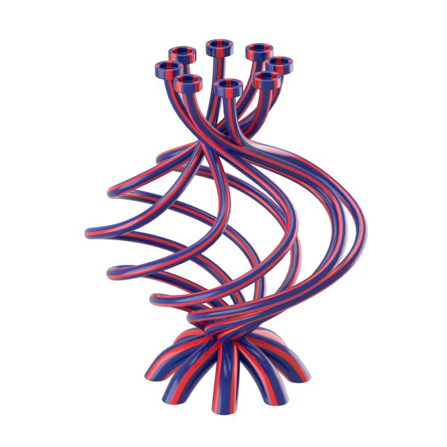eight part candleholder with stripes 3D Модель .c4d .max .obj .3ds .fbx .stl .blend