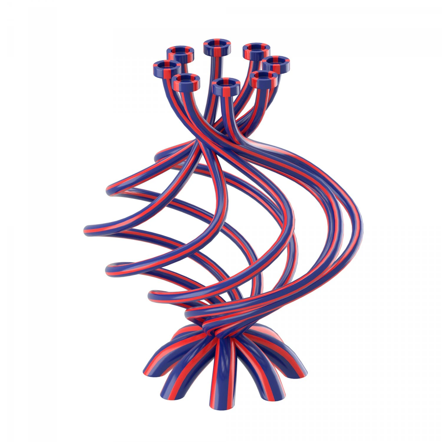 eight part candleholder with stripes 3D Model .c4d .max .obj .3ds .fbx .stl .blend