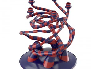 striped candelholder with organic form 3D Model
