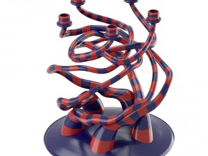 striped candelholder with organic form 3D Model