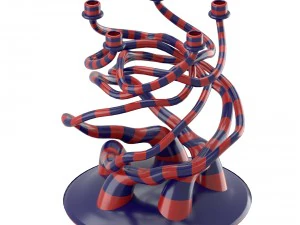 striped candelholder with organic form 3D Model