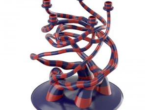striped candelholder with organic form 3D Model