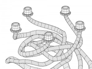 striped candelholder with organic form 3D-Modell