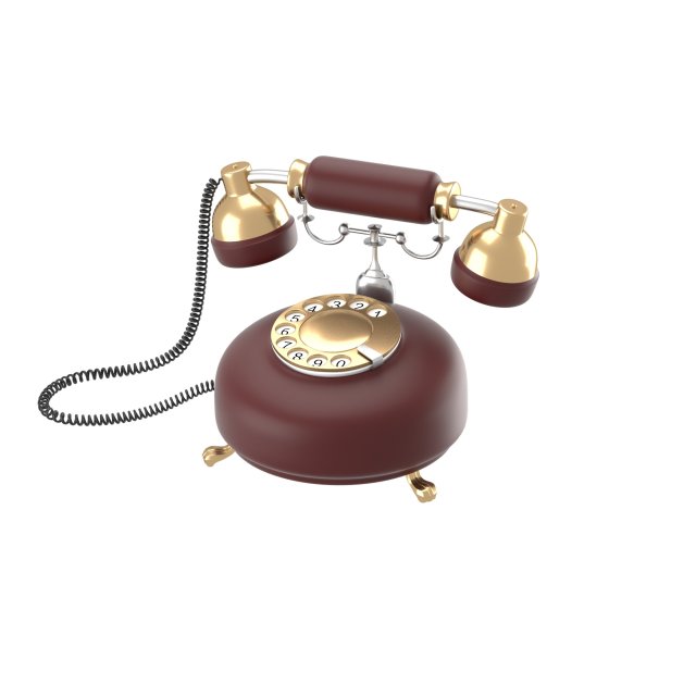 retro phone in dark red 3D Model .c4d .max .obj .3ds .fbx .stl .blend 