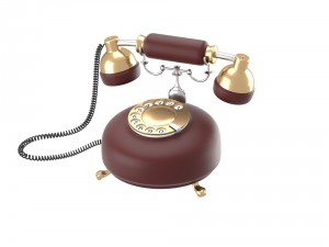retro phone in dark red 3D Model