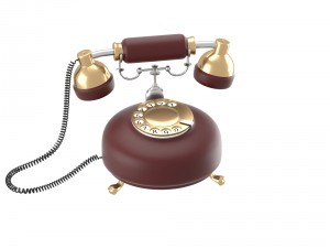 retro phone in dark red 3D Model