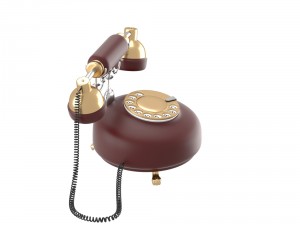 retro phone in dark red 3D Model