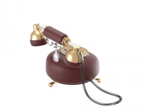 retro phone in dark red 3D Model