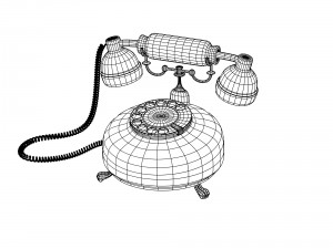 retro phone in dark red 3D Model