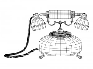 retro phone in dark red 3D Model