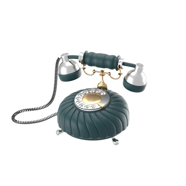 retro styled phone in dark blue 3D 모델 .c4d .max .obj .3ds .fbx .stl .blend 