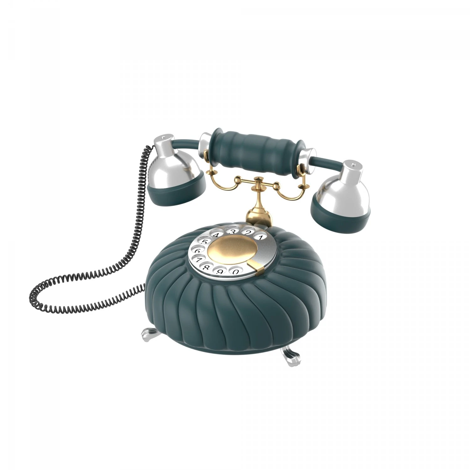 retro styled phone in dark blue 3D Model .c4d .max .obj .3ds .fbx .stl .blend 