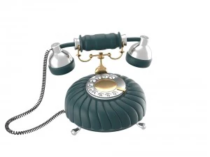 retro styled phone in dark blue 3D Model