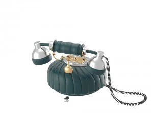 retro styled phone in dark blue 3D Model