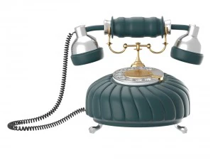 retro styled phone in dark blue 3D Model