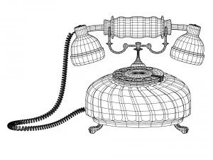 retro styled phone in dark blue 3D Model