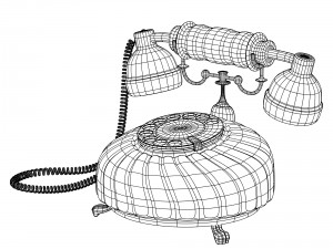 retro styled phone in dark blue 3D 모델