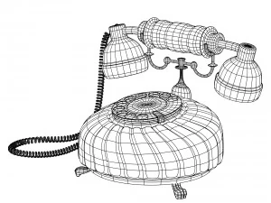 retro styled phone in dark blue 3D Model