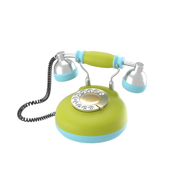 corded retro phone in bright colors Modèle 3D .c4d .max .obj .3ds .fbx .stl .blend 