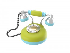 corded retro phone in bright colors Modelo 3D