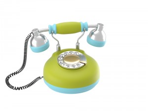 corded retro phone in bright colors Modèle 3D