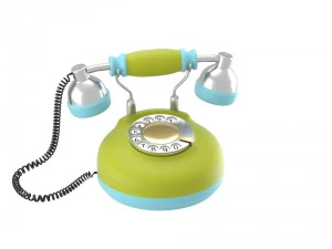 corded retro phone in bright colors 3D Model