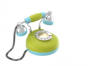 corded retro phone in bright colors 3D Model