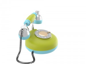 corded retro phone in bright colors Modèle 3D