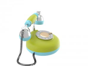 corded retro phone in bright colors 3D Model