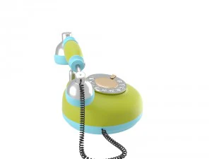 corded retro phone in bright colors 3D Model