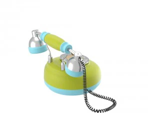 corded retro phone in bright colors 3D Model