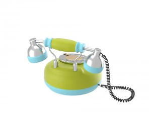 corded retro phone in bright colors 3D Model