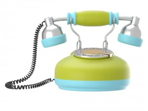 corded retro phone in bright colors 3D Model