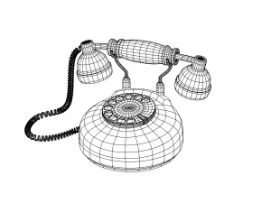 corded retro phone in bright colors 3D Model
