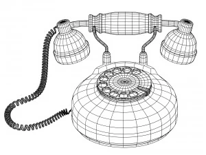 corded retro phone in bright colors 3D Model