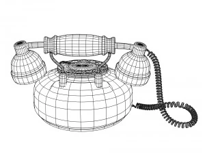 corded retro phone in bright colors 3D Model