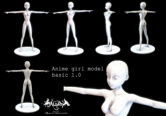 anime girl basic body Modelo 3D .c4d .max .obj .3ds .fbx .stl .blend