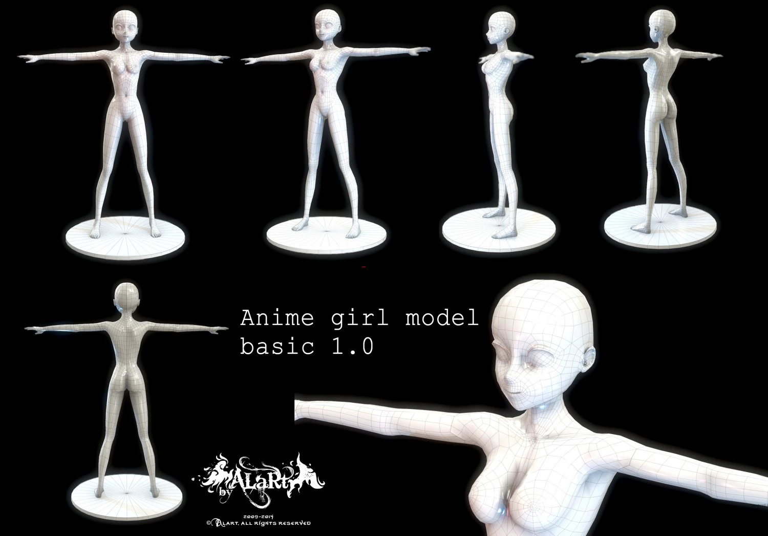 anime girl basic body 3D Model .c4d .max .obj .3ds .fbx .stl .blend 