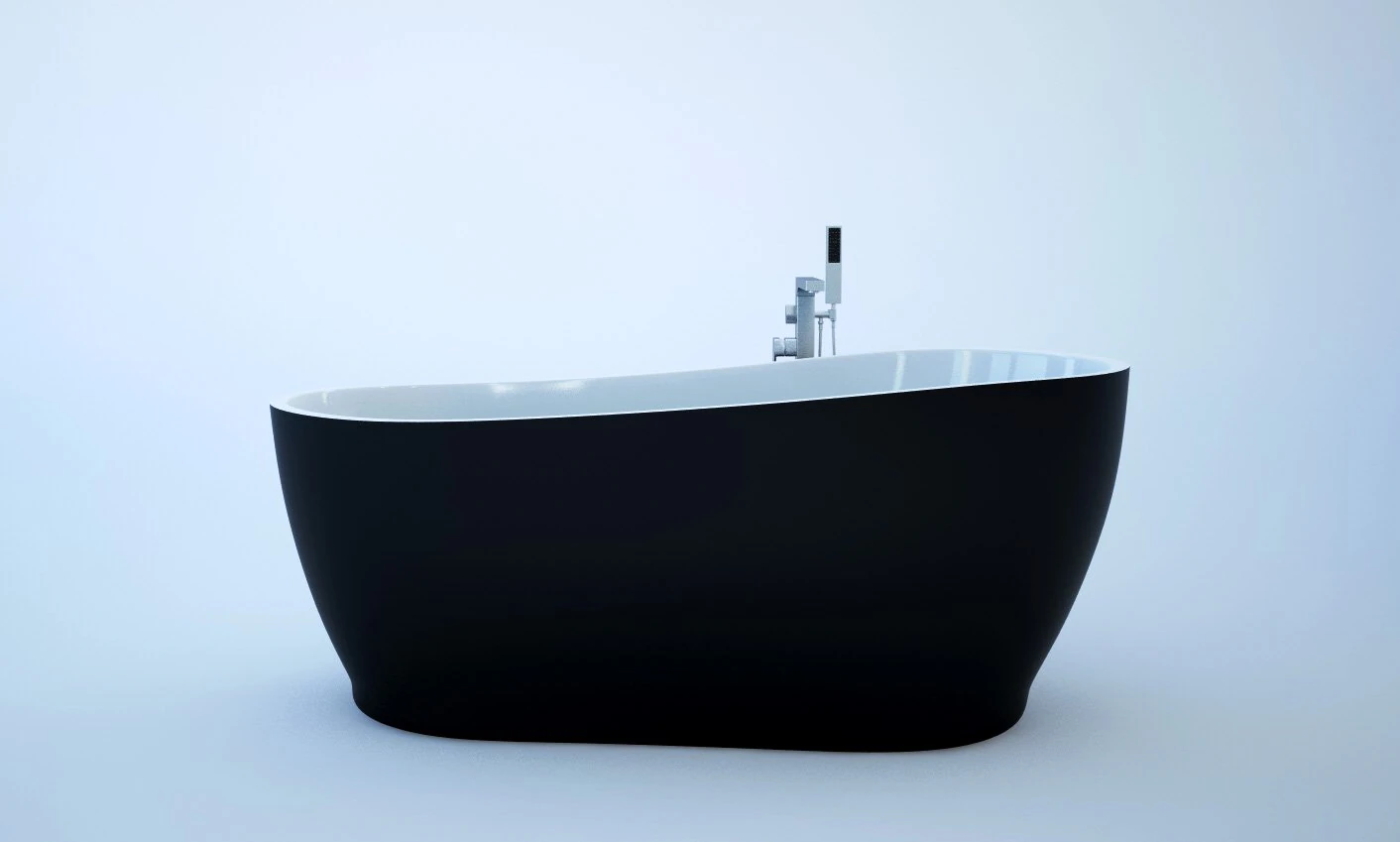 black bathtube 3D Model .c4d .max .obj .3ds .fbx .stl .blend 