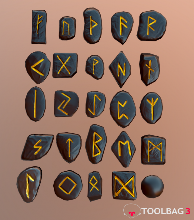 runes full futhark Modello 3D .c4d .max .obj .3ds .fbx .stl .blend 