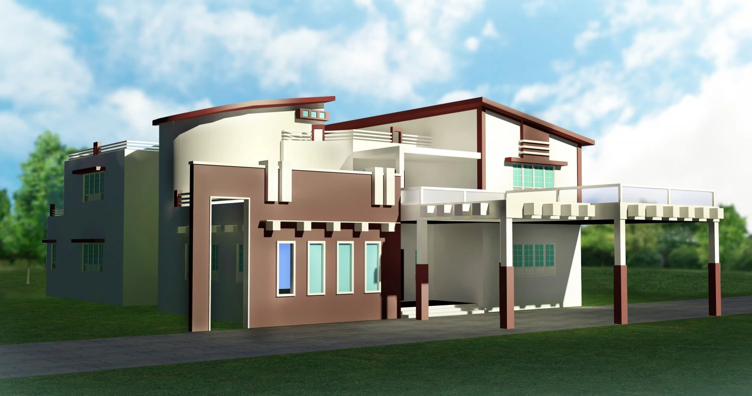 modern villa 3D Model .c4d .max .obj .3ds .fbx .stl .blend 